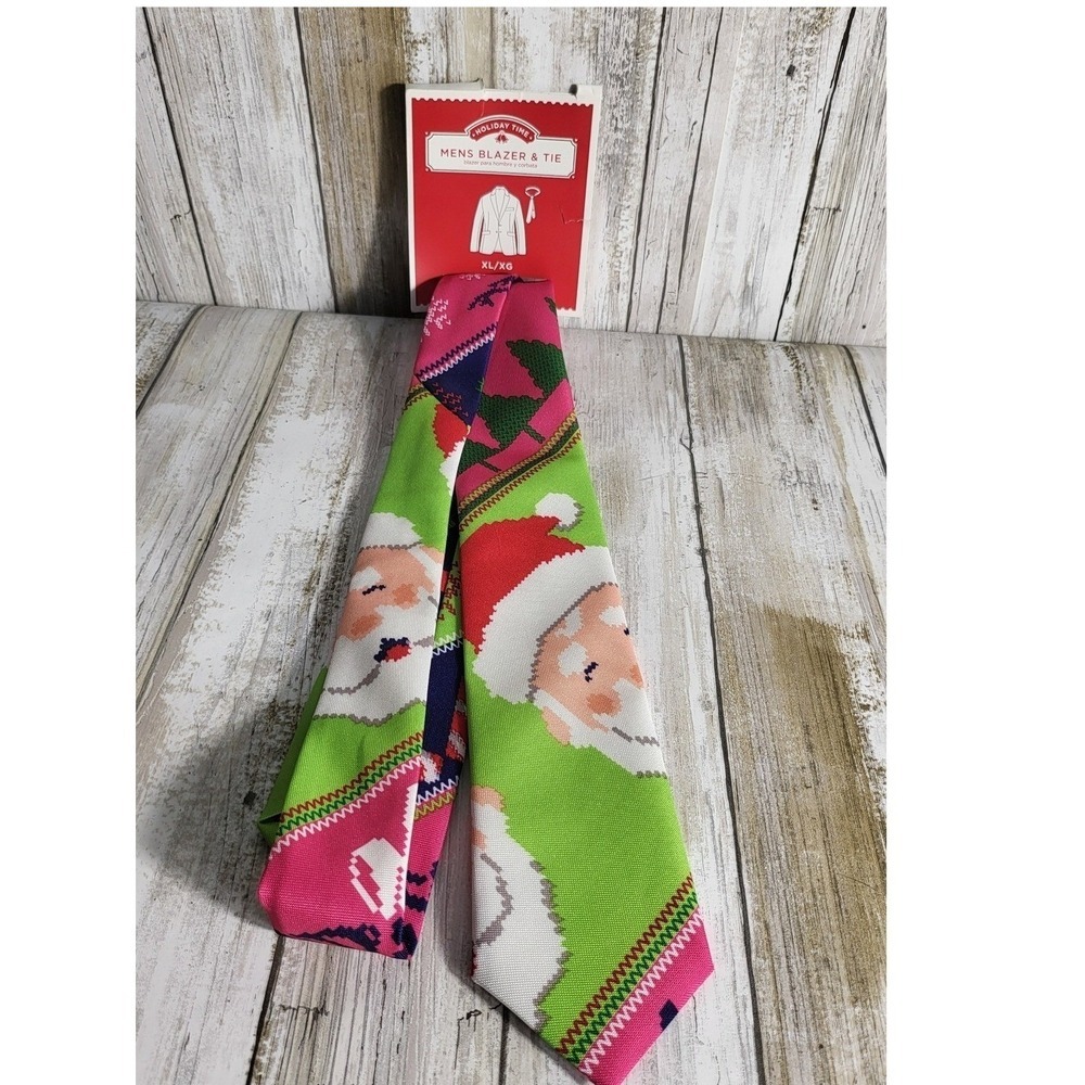 Holiday Time Mens Novelty Santa Tie Set XL 2XL